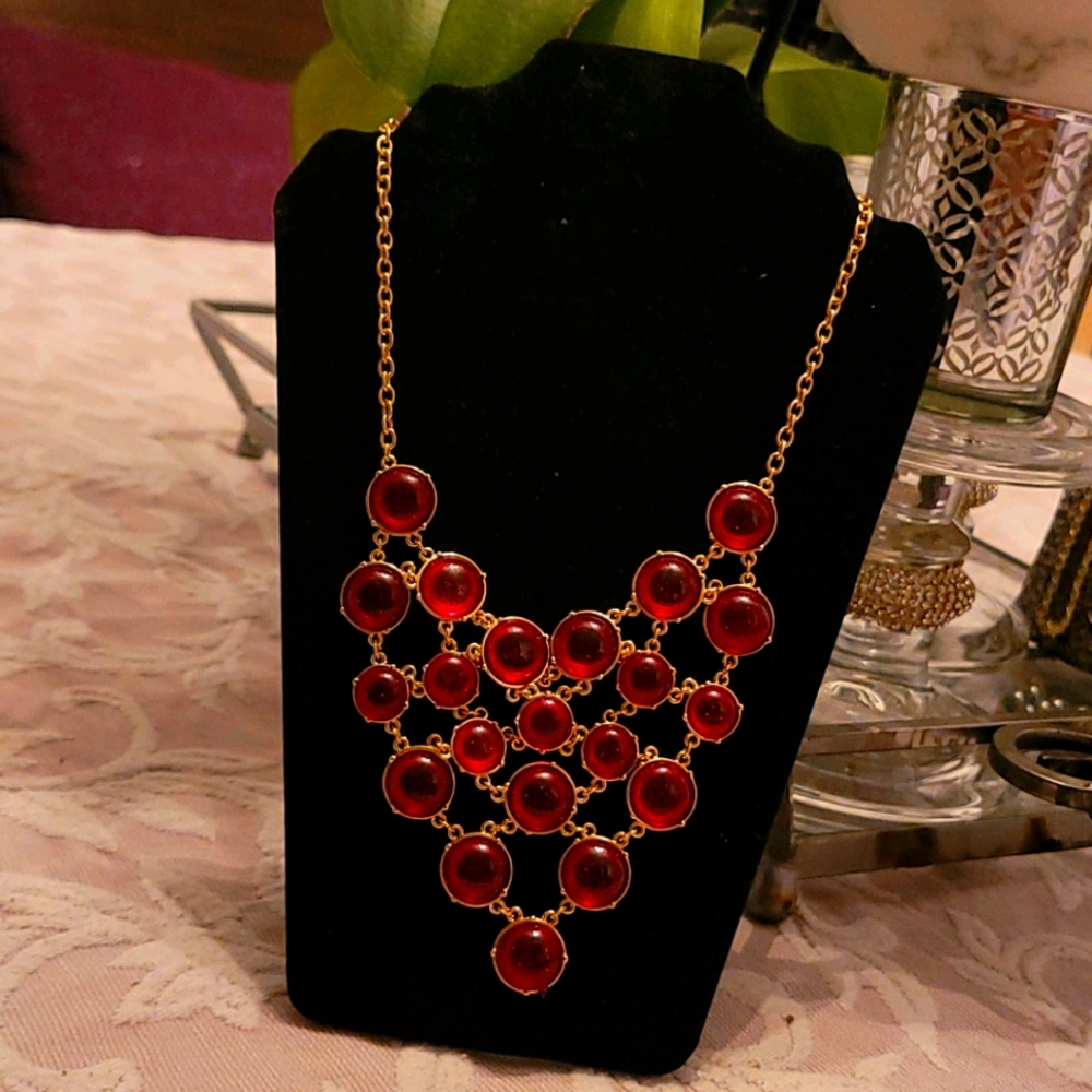 Beautiful Ruby Red Bubble Necklace